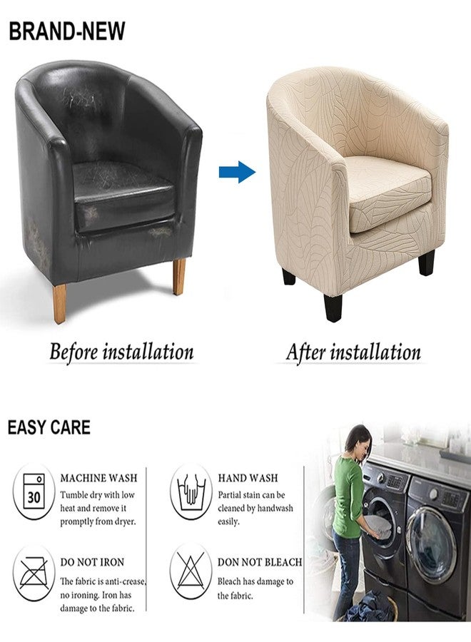 NILUOH Club Chair Slipcover 2 Piece Soft Stretch Tub Chair Cover Barrel Chair Covers Armchair Covers Spandex Couch Covers Furniture Protector for Bar Counter Living Room,Jacquard Beige - Image 4